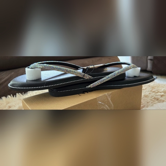 NianEr Womens Microfiber Leather Sparkly Dress Flip Flops #871 - Picture 9 of 12